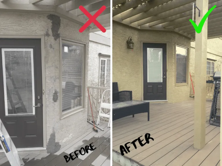 Stucco repair with colour match finish