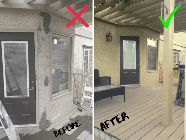 Stucco repair with colour match finish