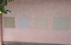 4 types of colors on a stucco ready for the client in Calgary to pick for the entire house