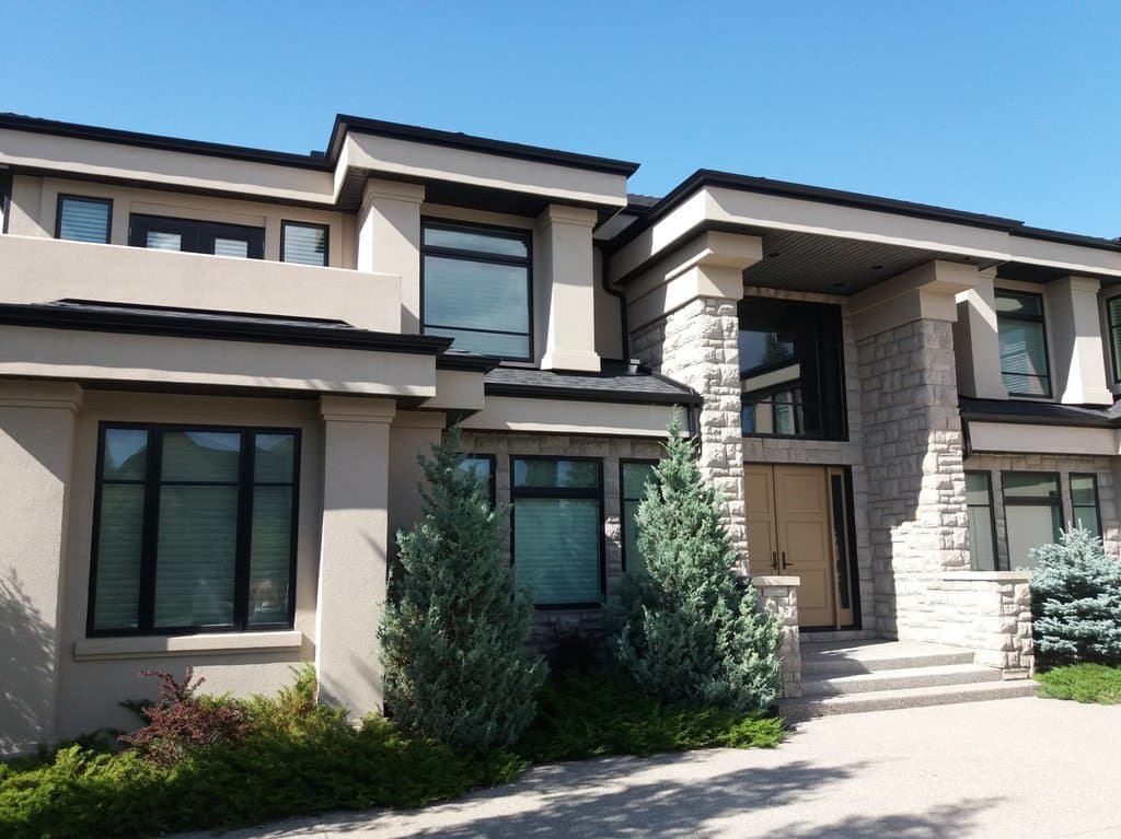 A house with a new stucco in Calgary